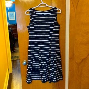 Tommy Hilfiger blue and white striped, fit and flare dress